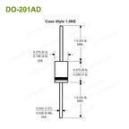 TVS Diode DO-201AD 28 Values 1.5KE400CA 1.5KE200A 1.5KE440CA 1.5KE400A 1.5KE18A 1.5KE12A 1.5KE440A 1.5KE12CA 1.5KE15CA 1.5KE15A
