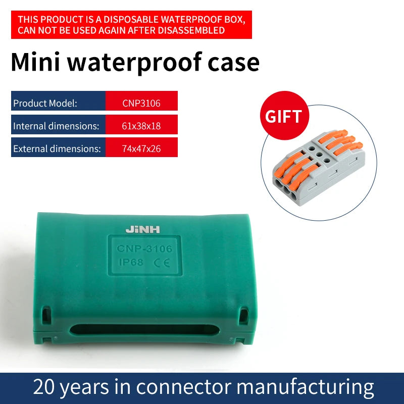 JINH IP68 Mini Gel Wire Connector Junction Box Waterproof 2 3 5 Ports Outdoor Easy Universal Wiring Rainproof Terminal Blocks