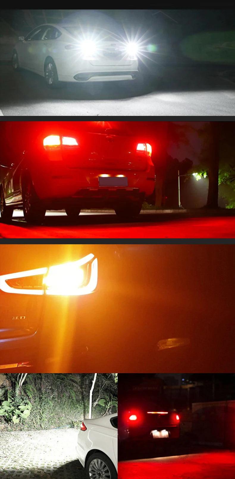 2pcs Car LED Lights BA15S P21W 1156 BAU15S PY21W 1157 BAY15D 44*3030SMD Canbus Front Tail Turn Signal Lamps 7440 7443 W21/5W 12V
