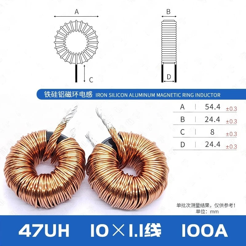 1pcs 47mm Iron Silicon Aluminum 1/1.5/2/3/4 Mh 184125 Charging Pile Pfc Lc Filter Inductor Dc-dc