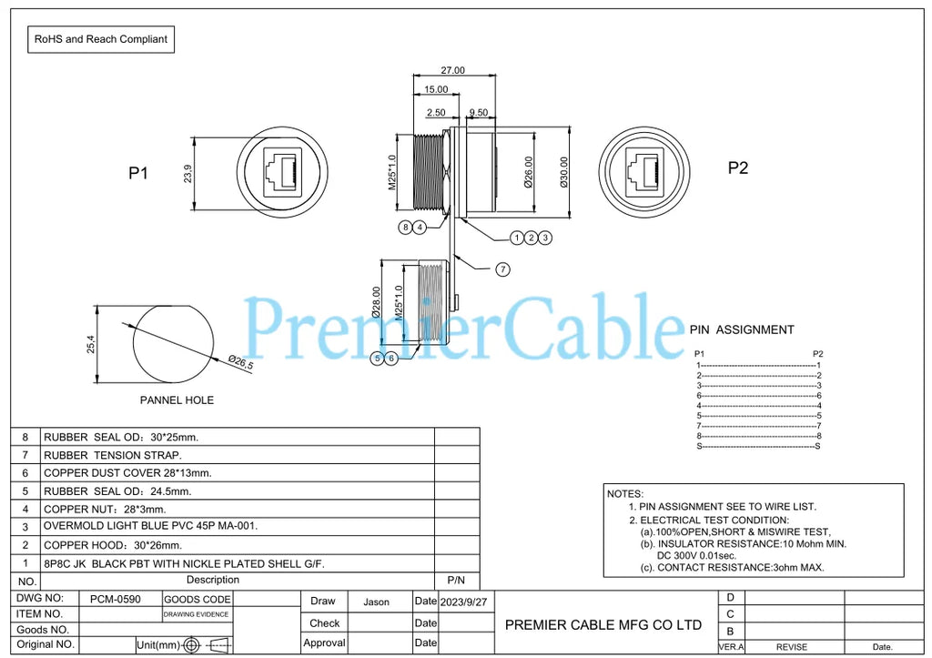 Rugged IP67 Waterproof RJ45 8P8C Female to Female Ethernet LAN Pass Through Coupler RJ45 Flush Panel Mount Socket Extender