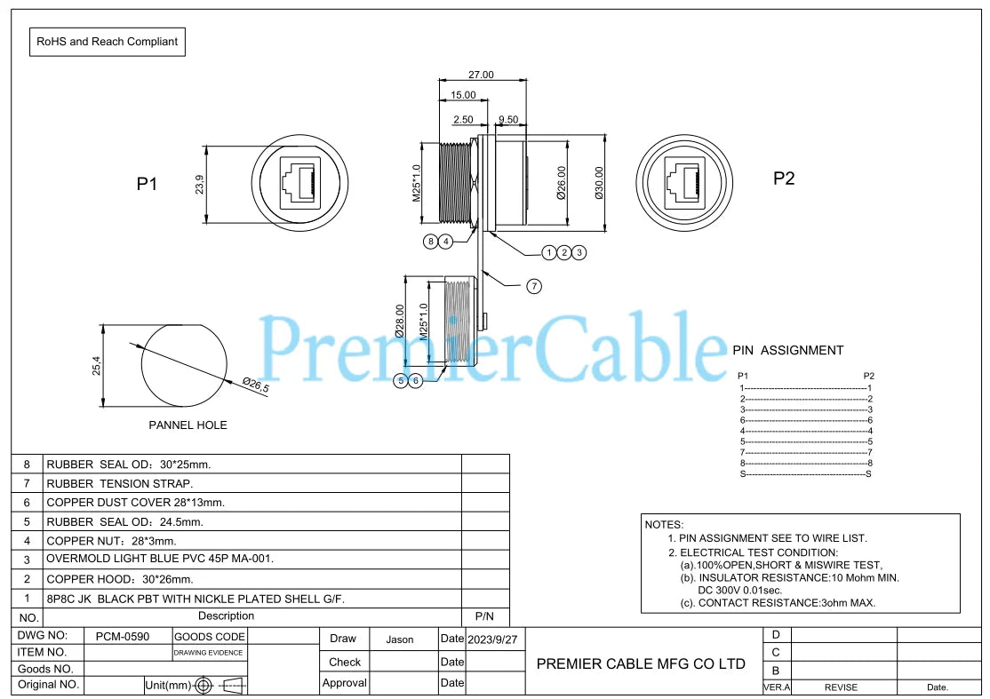 Rugged IP67 Waterproof RJ45 8P8C Female to Female Ethernet LAN Pass Through Coupler RJ45 Flush Panel Mount Socket Extender