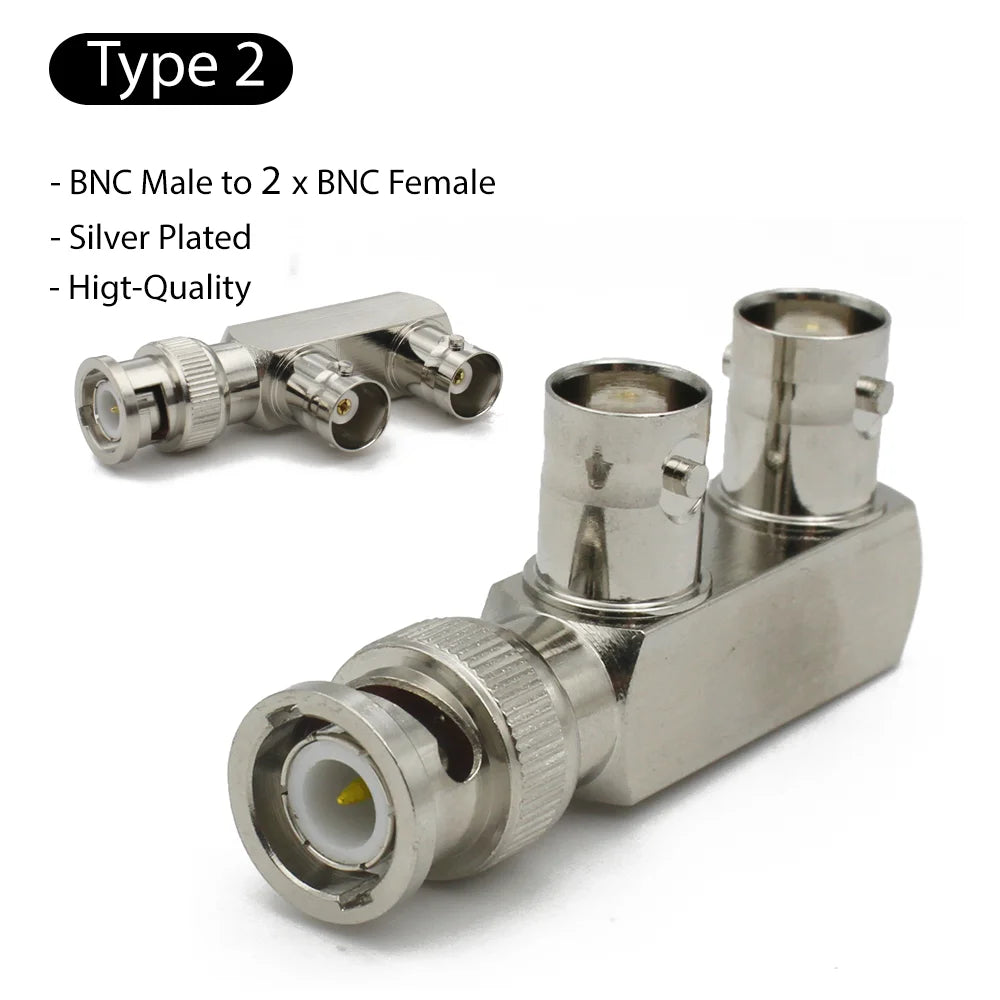 BNC Connector Q9  BNC To BNC Male Female RF adapter  Right Angle Tee Type 3way 4way Splitter 2x Double Male Female 3+4Types
