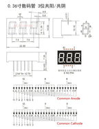 5PCS 0.28/0.36/0.4/0.56 inch 0.36inch 7 Segment 1/2/3/4 Bit Red Digital Tube Common Cathode/Anode LED Digit Display 1Bit/2Bit