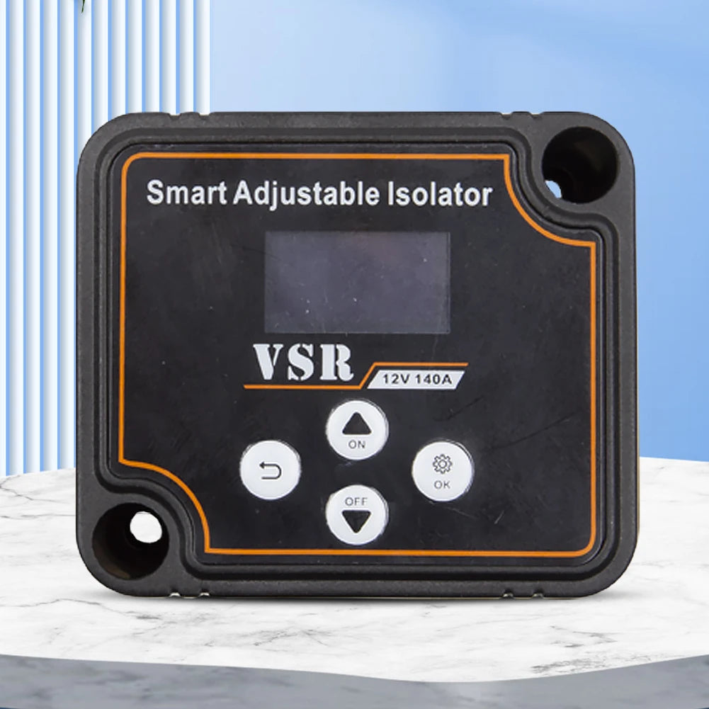 12V 140A Adjustable Dual Battery Isolator LCD Display Voltage Sensitive Split Charge Relay Voltage Setting VSR for Camper Car RV