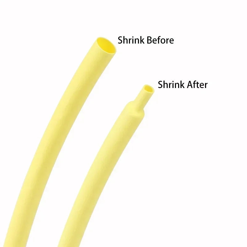 1~10m 2:1 Heat Shrink Heat Shrink Tube Yellow Diameter 0.6~80mm Wire Cable Repair Wrap Sleeving DIY Waterproof Polyolefin Tubing