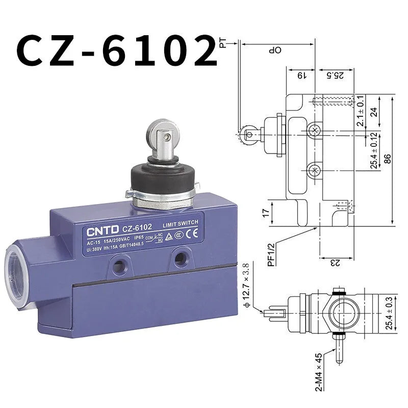 CNTD CZ‑6 Series Limit Switch CZ‑6001 CZ‑6002 CZ‑6003 CZ‑6004 CZ‑6005 Micro Travel Switch IP65 15A CE Certified Waterproof