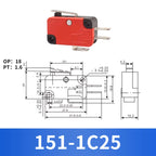 10Pcs Hinge Roller Lever Arm SPDT 1NO 1NC Snap Action Micro Switch,250W ~1500W optional.Lead Limit Switch
