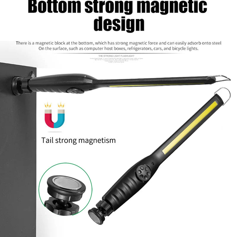 Portable COB Work Lights With Magnetic Rechargeable LED Flashlight Portable Stepless Dimming Emergency Car Repair Lamps