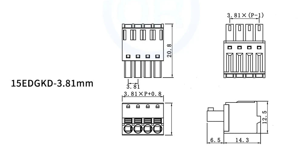 5Sets 3.81MM 2EDGKD + 2EDGVC/2EDGRC 15EDGKD + VC RC Plug-In PCB Spring Press with Straight Right Angle Pin Header Complete 2-24P