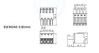 5Sets 3.81MM 2EDGKD + 2EDGVC/2EDGRC 15EDGKD + VC RC Plug-In PCB Spring Press with Straight Right Angle Pin Header Complete 2-24P