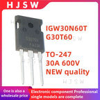 5/10/20PCS 100% Brand New and Quality G30T60 IGW30N60T TO-247 30A 600V High-Power IGBT Tube