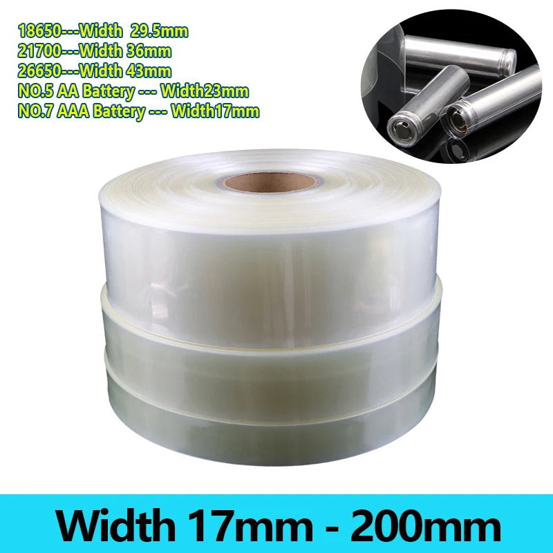 Width 17mm ~ 200mm Clear PVC Heat Shrink Tube 18650 Battery Wrap Battery Pack Insulated Cable Protector Sleeve Lithium Film Case