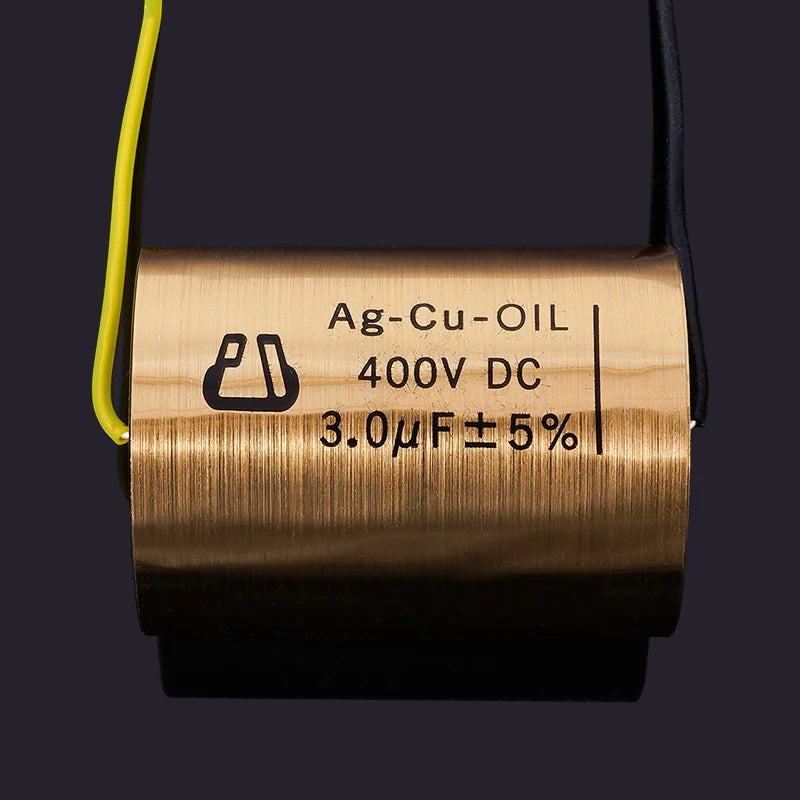 1pcs Copper foil Oil-Impregnated Silver Pin Polar Capacitor HIFI Audio DIY Grinding Mill Frequency Division Coupling MKP