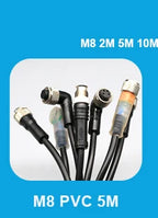 2m Line M12 4 5 Pins PVC LED IP67 Sensor Cable Connector Type A Socket Plug  Waterproof Male&Female Straight Angle Flange
