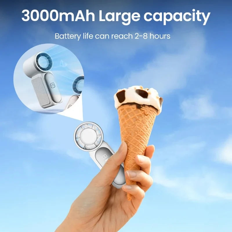 Portable Mini Handheld Turbo Fan LED Display Mini High Speed Handheld Fan, Desk Fan, Outdoor Cooling, Rechargeable Fan