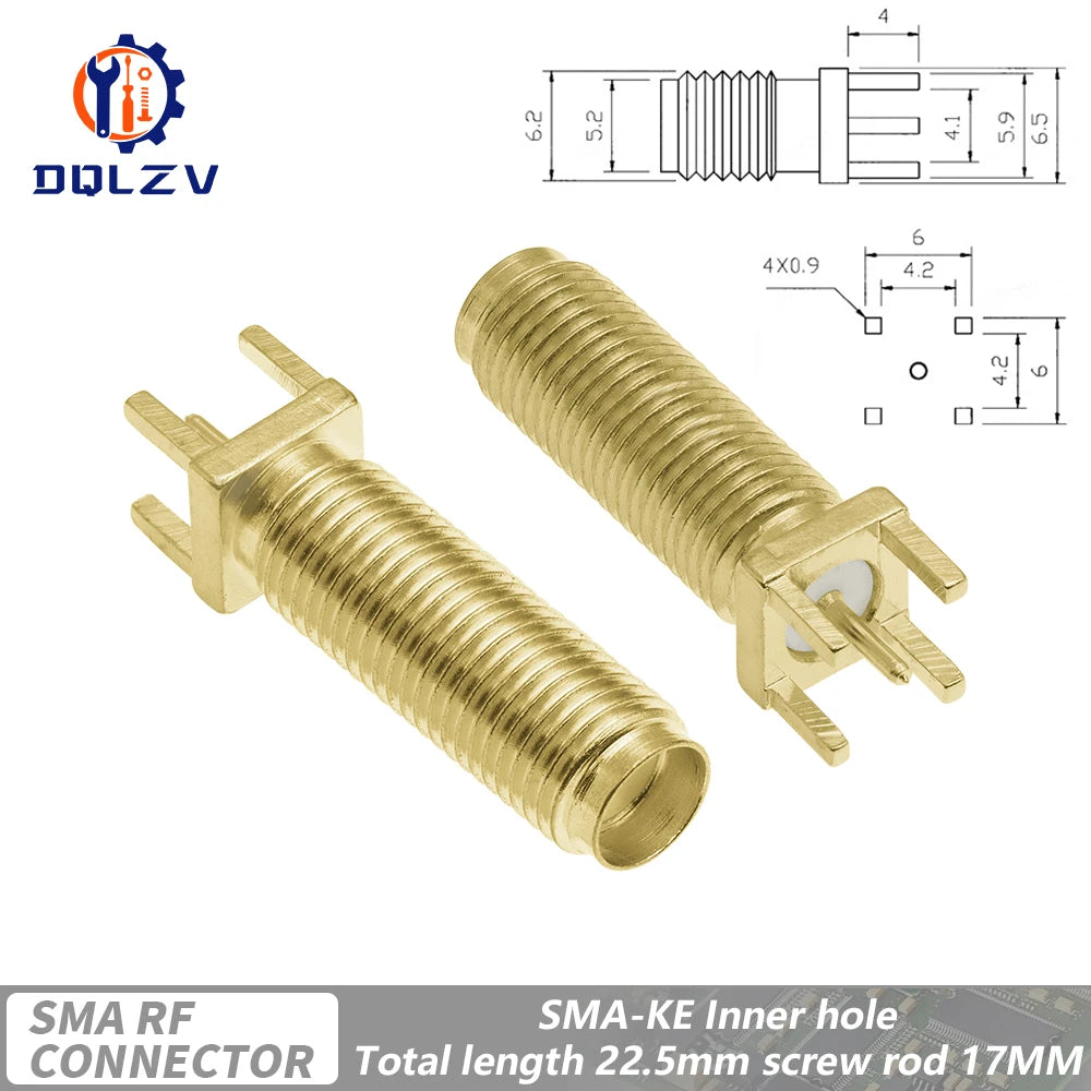 SMA Male Female Straight Connector 90 Degree Solder Edge PCB Straight Right angle Mount RF Copper Plug Socket