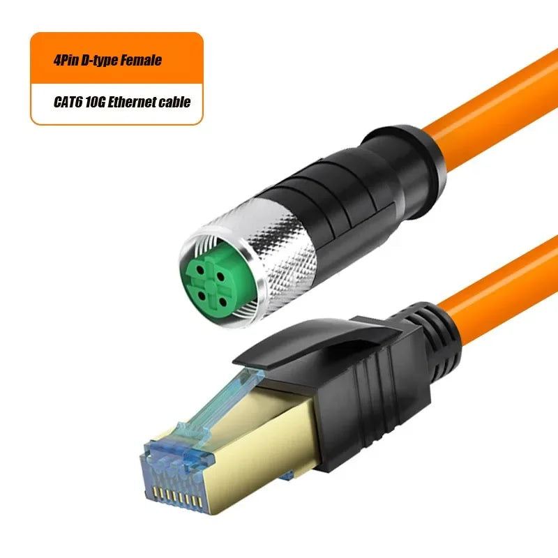 Waterproof M12 to RJ45 Network Line ip67 CAT7/CAT6A RJ45 to 4Pin 8Pin A/D/X Type Encoded Connector Cable Double Shielded Wire
