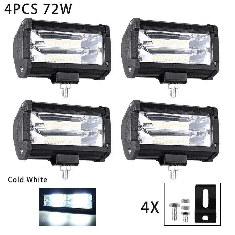 Car Work Light LED Offroad 4x4 Spotlights Fog Lamp Diode Headlight SUV ATV Tractor Boat Trucks Excavator Light Bar 12V 24V