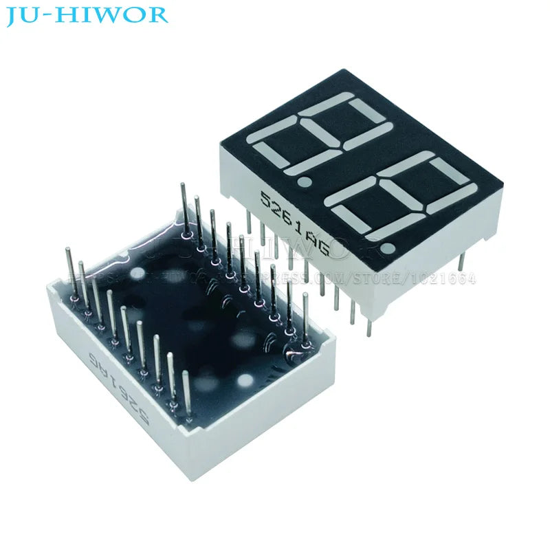 10pcs 18Pins 5261AG 5261BG 0.56 Inch 2 Digit Bits 7 Segment Yellow Green LED Digital Display Digitron Common Anode Cathode
