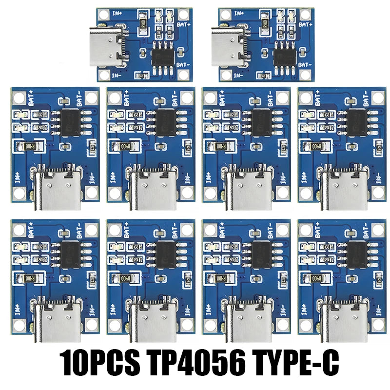 10PCS Micro/TYPE-C/MINI USB 5V 1A 18650 TP4056 Lithium Battery Charger Module Charging Board With Protection Dual Functions XCW