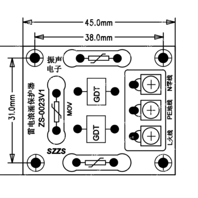 ghxamp ac power surge protector with gas discharge tube & varistor for & overvoltage protection - size 48x38x28mm 1pc