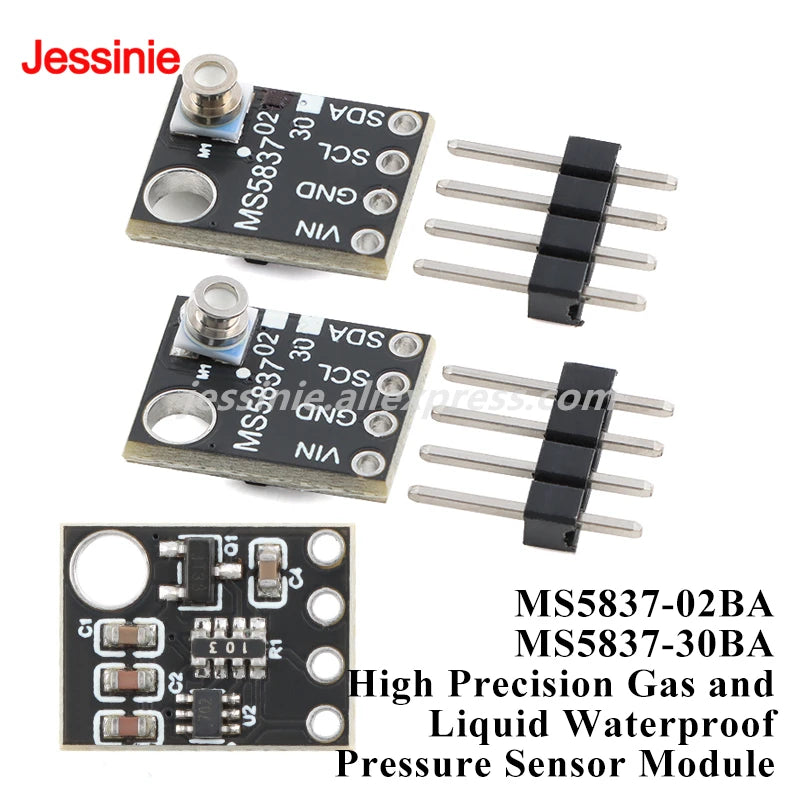 2pcs/1pc MS5837 02BA 30BA High Precision Gas/Liquid Waterproof Pressure Sensor Module  300~1200mbar 0~30bar I2C Communication