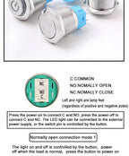 19MM LED Metal Button Switch Stainless Steel 1NO1NC Momentary Latching High Head Lamp Waterproof Button 12V 24V 220V