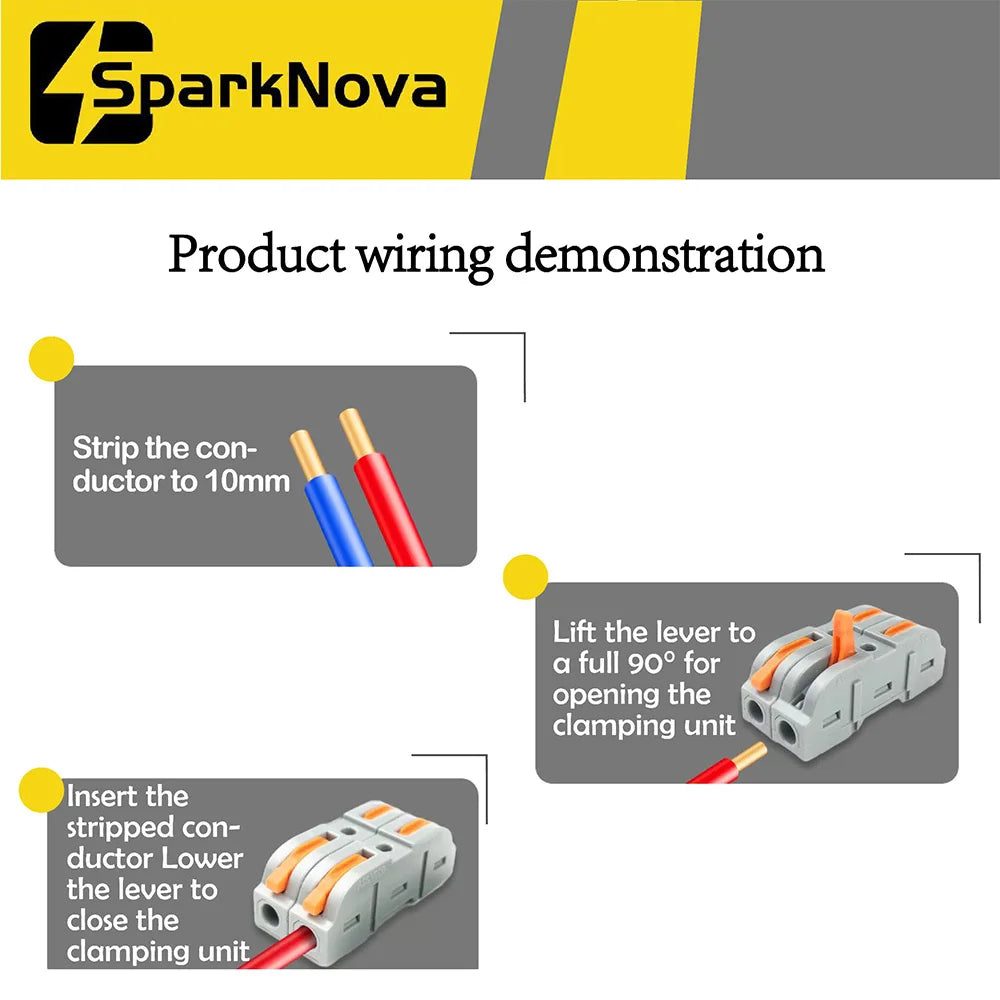 20/34/50PCS Electrical Lever Wire Connectors Quick Connect Wire Terminals Tool Free Inline Assemblable for Home Electric DIY