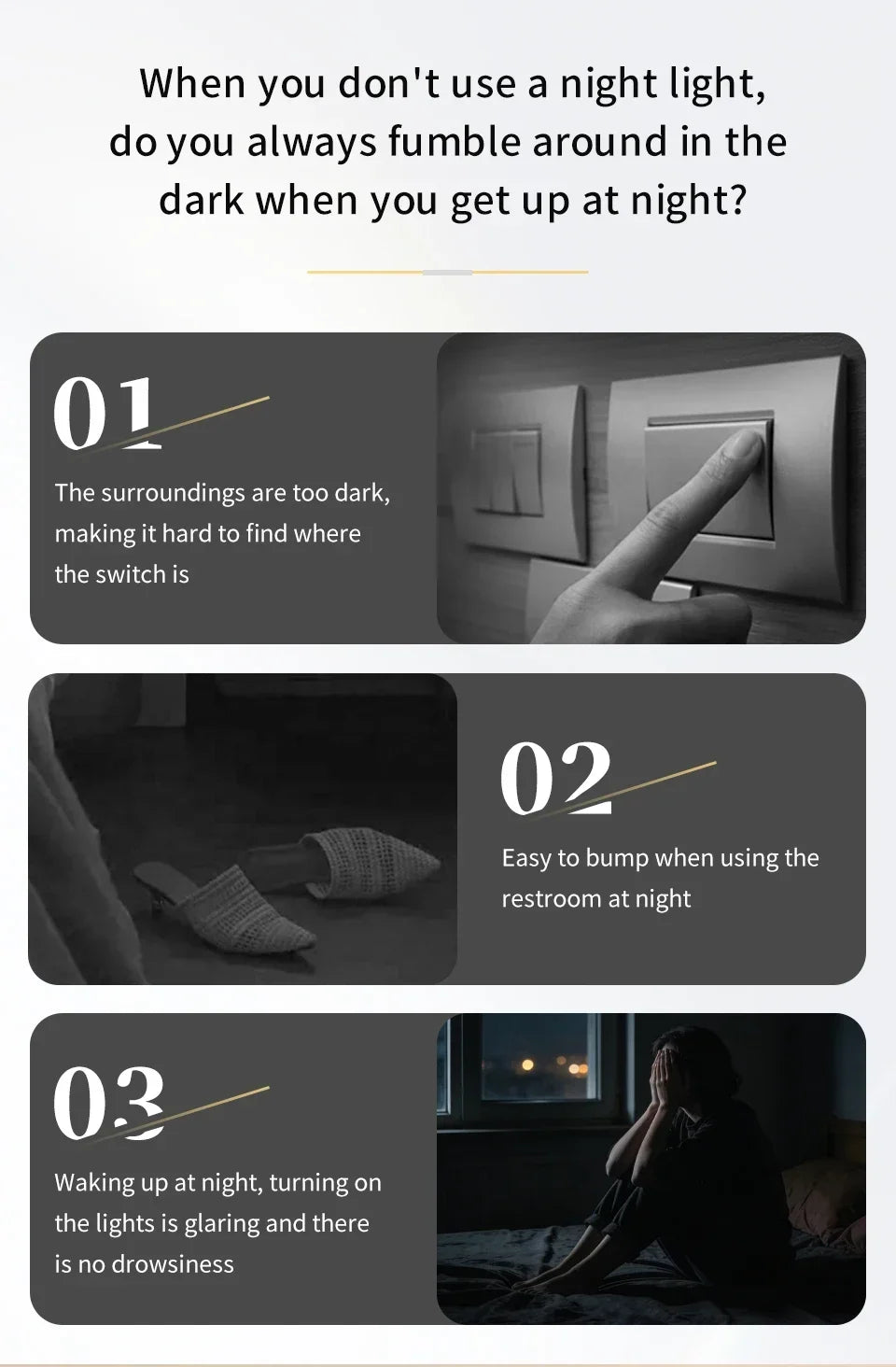 Rechargeable Motion Sensor LED Night Light Double Head Magnetic 3 Color Wall Lamp USB Charging for Closet Stairs Hallway Kitchen