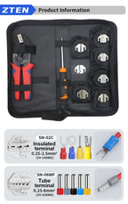 Electrician Pressed Pliers Crimping Tool with Interchangeable Dies Ratcheting Wire Crimper for Electrical Terminals Connector