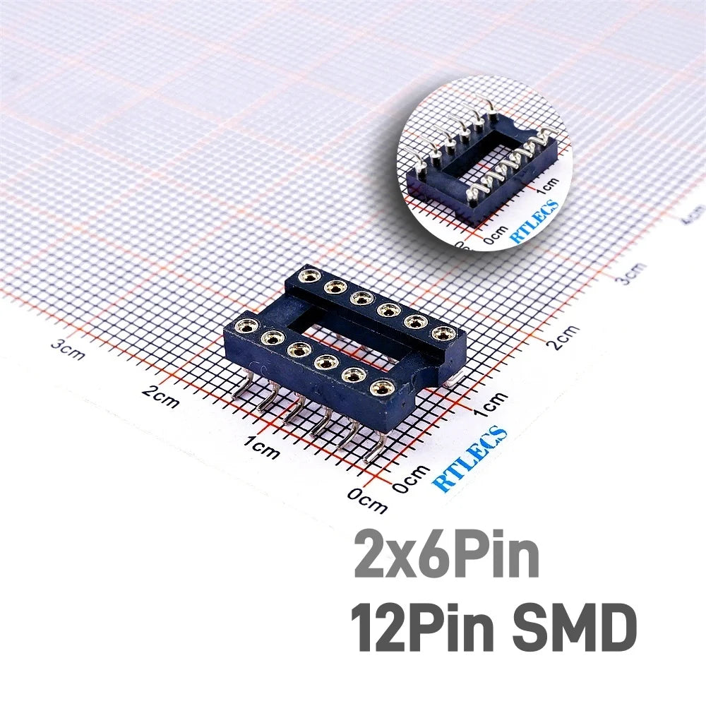 5/50 Pcs 2.54MM Pitch SMD DIP IC Socket Contact Clip Surface Mount Machined Receptacle 4 6 8 10 12 14 16 18 20 24 Pin Row 7.62mm