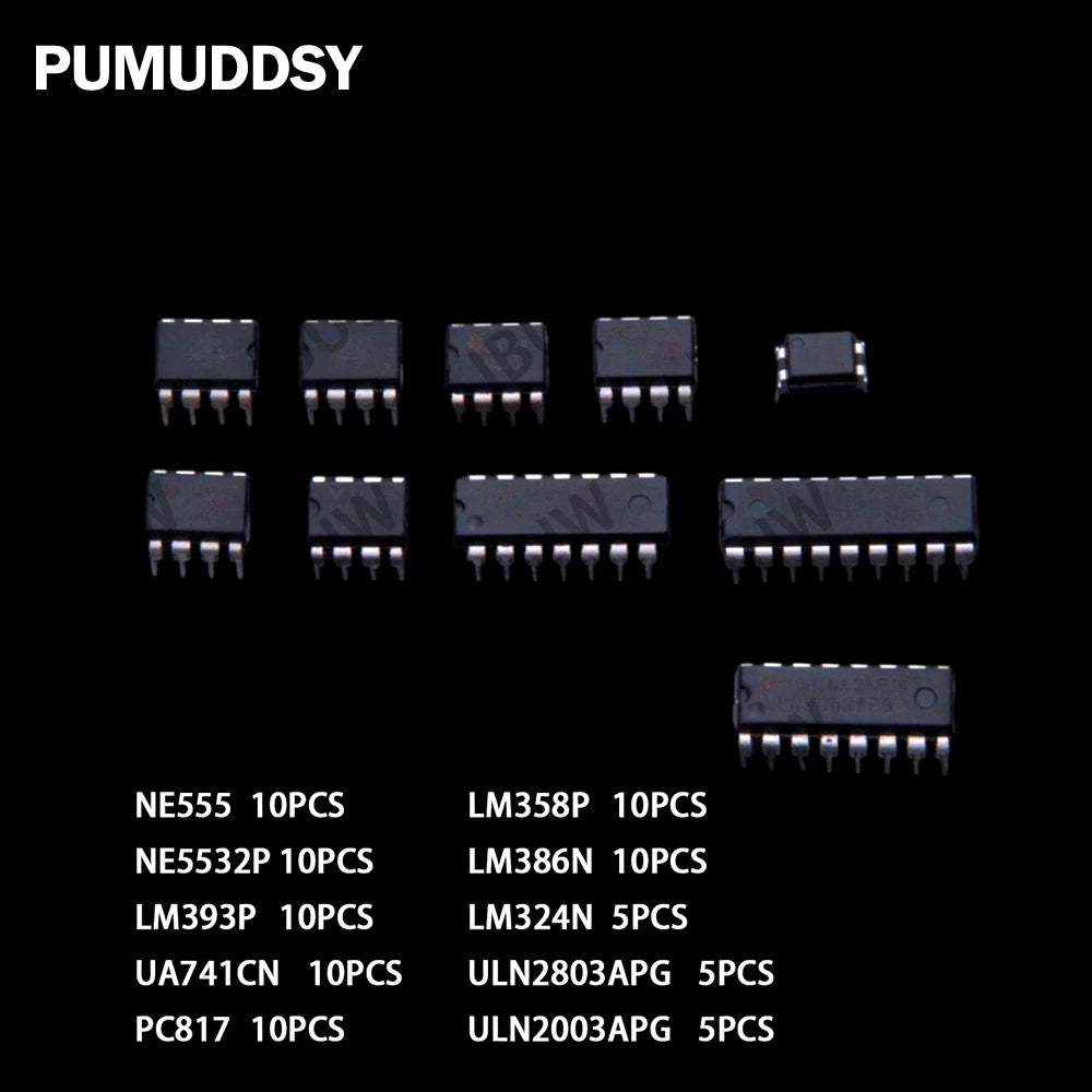 10Values 85PCS Integrated Circuit LM324 NE555 LM324 LM358 Chip IC Kit DIP NE555 Single Precision Timer  LM386 PC817 LM324
