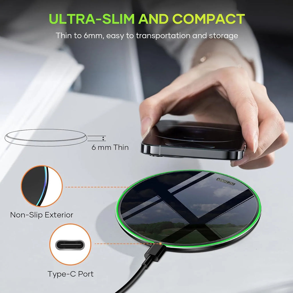 30W Wireless Charger Pad for iPhone 17 16 15 14 13 12 11 Samsung S26 Xiaomi Phone Chargers Induction Fast Charging Dock Station