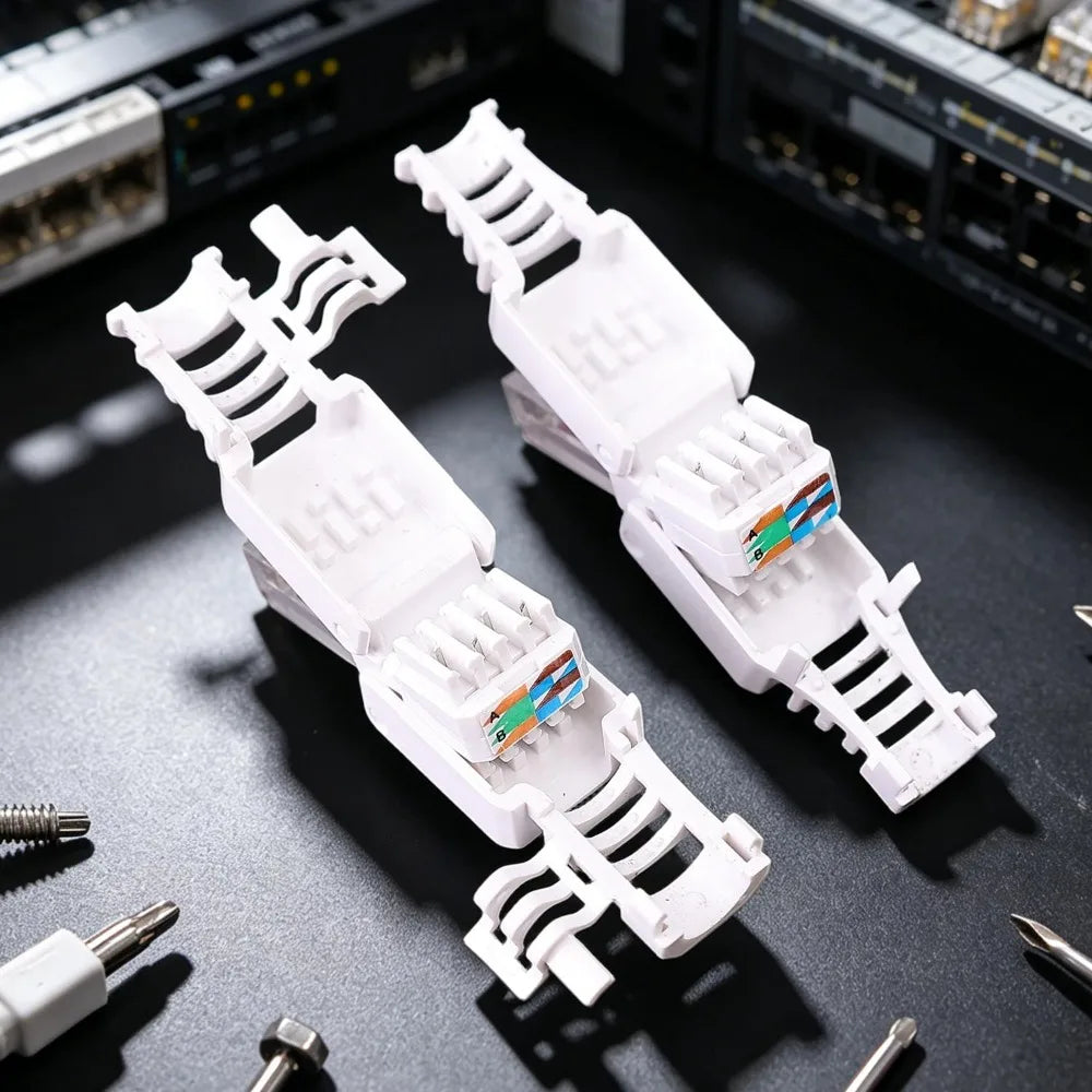 1/2Pcs Tool Free RJ45 Connector for UTP CAT6A/CAT6/CAT5E No Crimper Internet RJ 45 for 23awg-26awg Toolless LAN Cord Ends