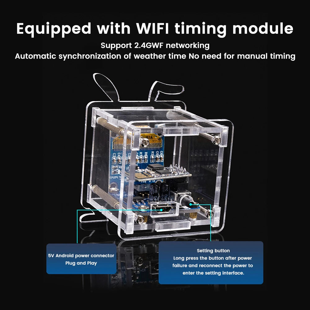 ESP8266 Mini Electronic Clock DIY Kit 0.96-inch OLED Display Supports 2.4GHz Wi-Fi Connectivity Enclosed DIY Soldering Kit