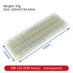 Breadboard 400 700 750 830 Holes MB-102 Solderless PCB Mini Test Board ZY-204 1600pts Prototype Board Jumper Wire Cable DIY Kit