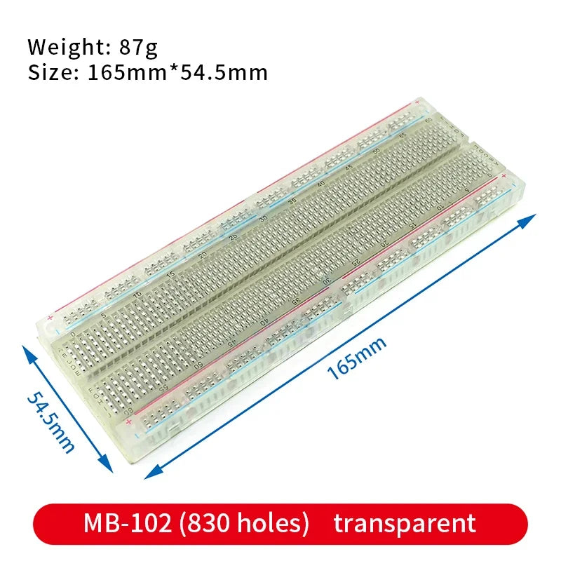 Breadboard 400 700 750 830 Holes MB-102 Solderless PCB Mini Test Board ZY-204 1600pts Prototype Board Jumper Wire Cable DIY Kit