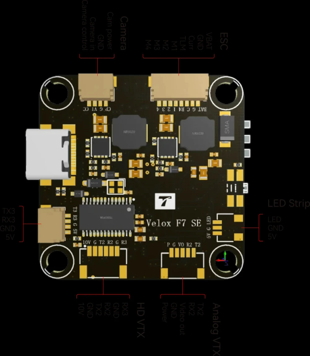 T-motor Velox F7 SE+V50A SE HD Stack (AM32) FC Flight Controller ESC for FPV Racing Drones