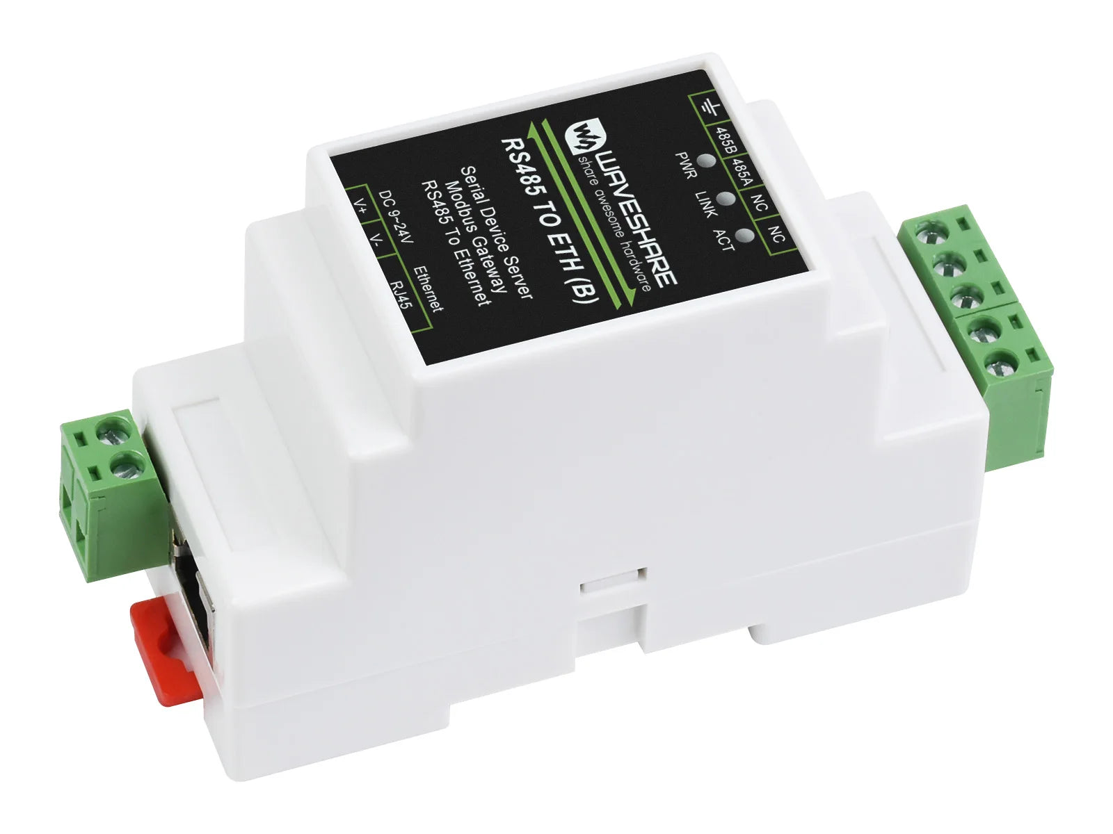 Waveshare 2pcs/lot Industrial Modbus RS485 Serial Server, RS485 to RJ45 Ethernet, TCP/IP to Serial, Rail-Mount, POE function