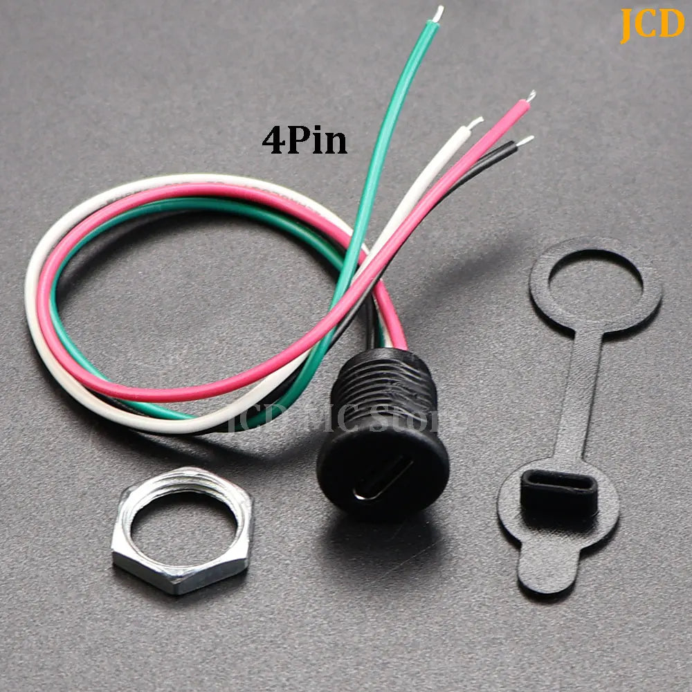 USB-C 2P 4P High Current Charging Socket with PH2.0 Nut Snap Lock Plate USB TYPE-C Female Waterproof Connector Charging Interfac