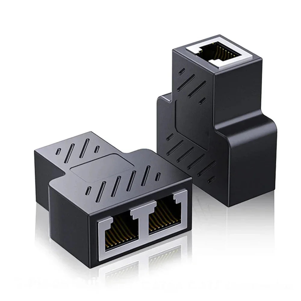 RJ45 Splitter Adapter 1 to 2 Dual Female USB to RJ45 Port 8P8C Extender Plug LAN Interface Ethernet Socket Connector