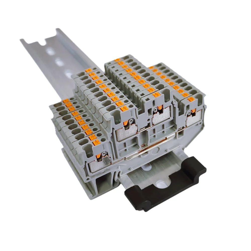 5Pcs PTTB 1.5 Double Level Din Rail Terminal Block 2 Layer 1.5mm² Spring Wiring Electrical Wire Connector PTTB1.5