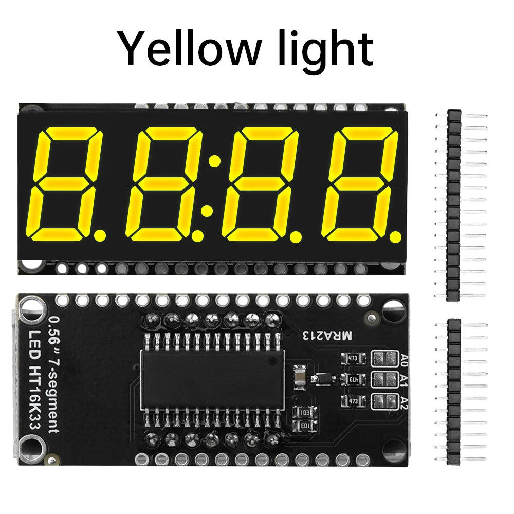 4 Bits Digital LED Display Module DIY Clock Electronic Kits 7 Segment 0.56 inch Time Clock Indicator with HT16K33 Driver Board