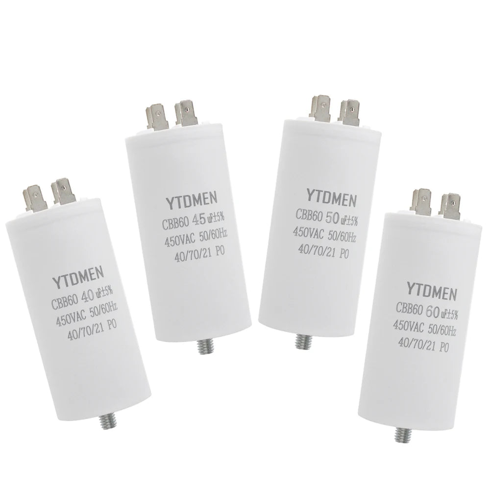 CBB60 Motor Capacitors with Screw Double Insert 450V AC Starting Capacitor 4uF~60uF capacitance for Air Compressor Water Pump