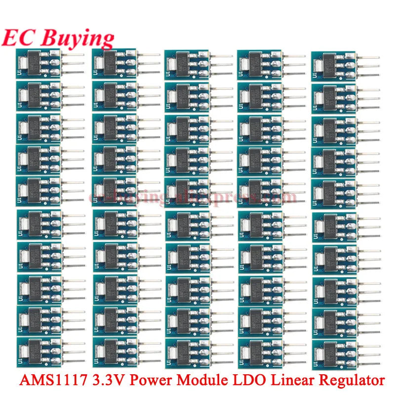 100Pcs/1pc AMS1117 3.3V 5V Power Supply Module AMS1117-3.3 AMS1117-5.0 LDO Linear Voltage Regulator Board 800mA PCB