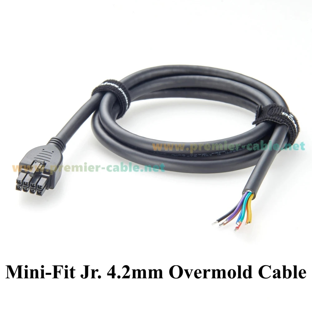 Mini-Fit Jr. 4.2mm 8Pin Female Receptacle to Open End Cable Dual Row 8 Circuits Power & Signal Cable Compatible Molex 39-01-2080