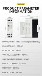 Multifunctional Phase Sequence Protection Relay Overvoltage Undervoltage Phase Failure 380V 200-500VAC