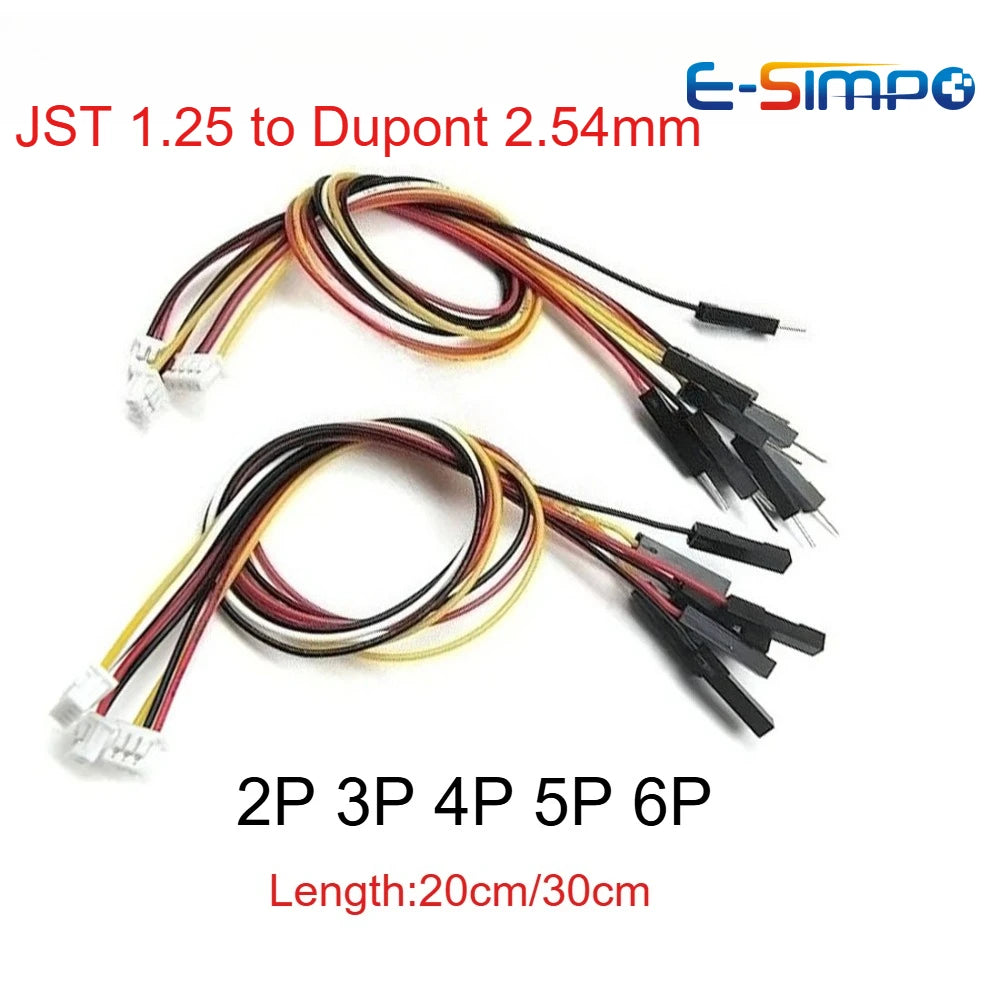 5PC MX 1.25mm Spacing to Du Bang 1P Cable 20/30cm Male Female 2P/3P/4P/5P/6P Board Connection Wire 1 Drag 4 Sensor Terminal Wire