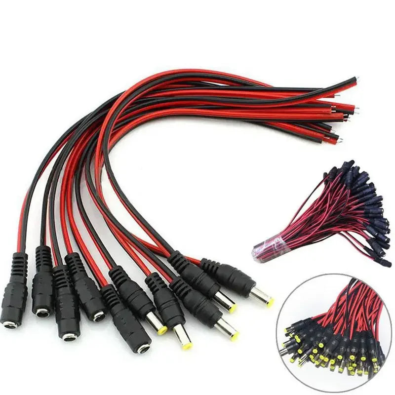 1 5 10piece Male Female DC Power Connector 5V 12V 5.5x2.1mm Wire Cable Plug Adapter for TV Camera 5050 2835 LED Strip Tape Light
